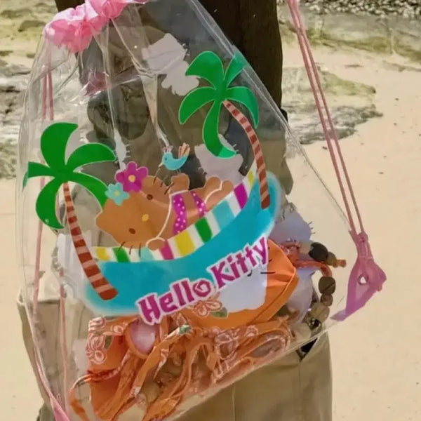 [BUNJANG] Tanning Kitty Clear Beach Bag / 태닝키티 비치백 판매합니다 (태닝키티 투명 바캉스 가방)