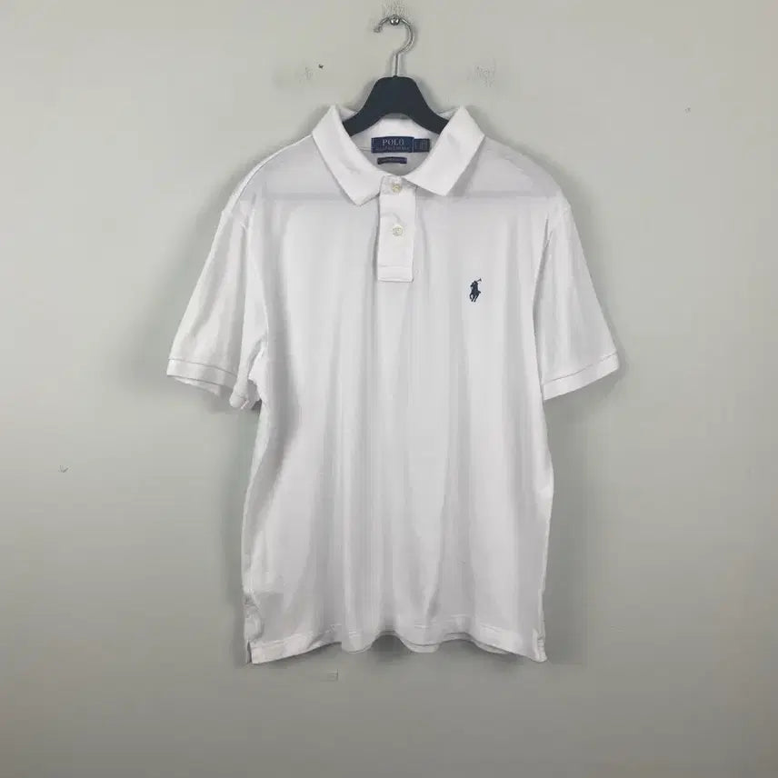 [BUNJANG] Polo Ralph Lauren Custom Slim Fit White Polo Shirt L / 폴로 랄프로렌 커스텀 슬림핏 화이트 카라티 L <74>