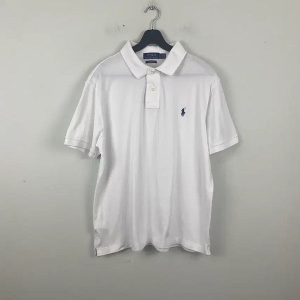 [BUNJANG] Polo Ralph Lauren Custom Slim Fit White Polo Shirt L / 폴로 랄프로렌 커스텀 슬림핏 화이트 카라티 L <74>