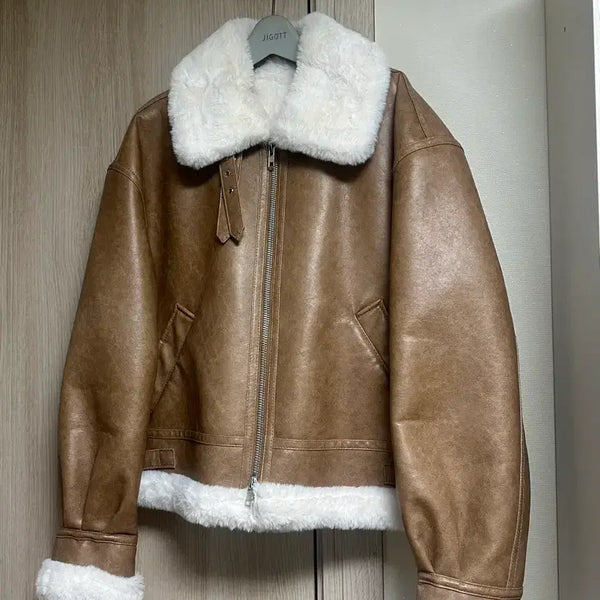 [BUNJANG] LOHNT Vegan Leather Mouter - Beige (M) / [M] 론트 비건 레더 무스탕