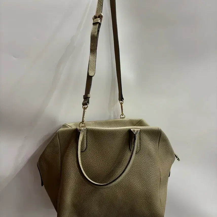 [BUNJANG] Brunomagli Beige Leather Tote Bag Crossbody / [가로 27 / 세로 25] 브루노말리 베이지 가죽 토트백 크로스백3.9