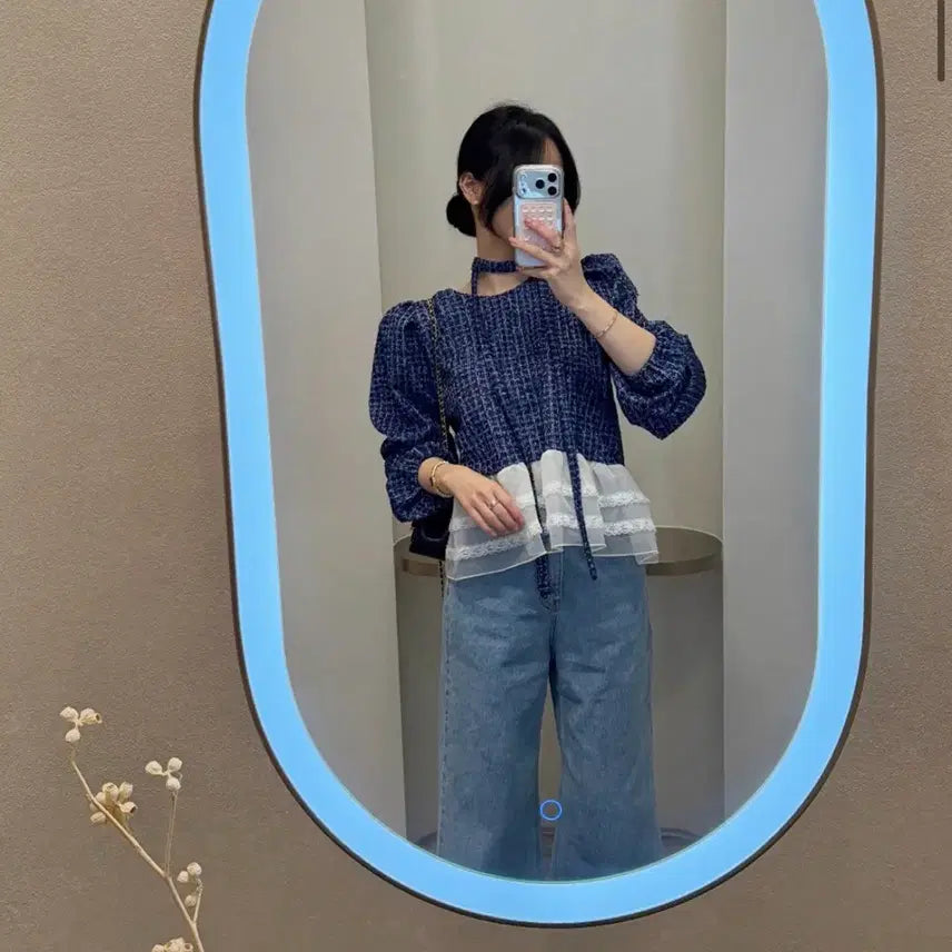 [BUNJANG] Bycinni Taisha Blouse Navy / 바이씨니 제작 타이샤 블라우스 네이비