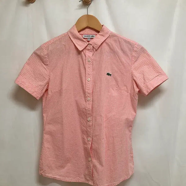 [BUNJANG] Lacoste Pink Check Short Sleeve Shirt / 라코스테 핑크 체크 반팔 셔츠