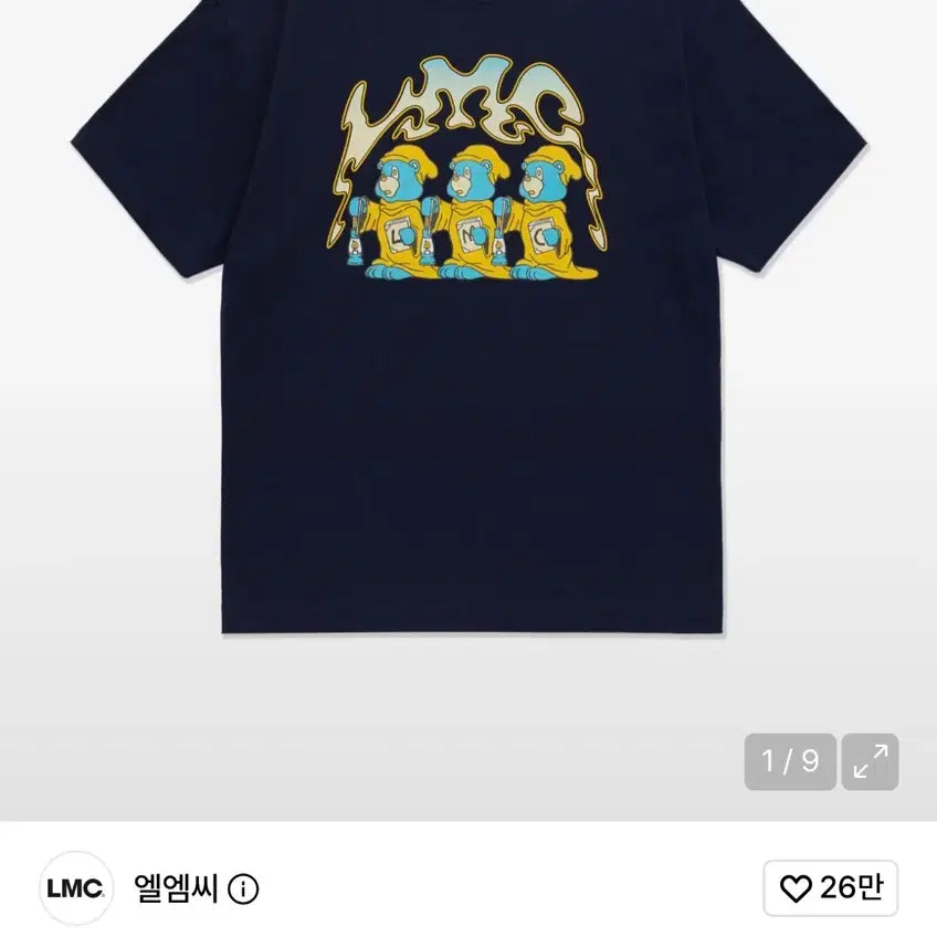 [BUNJANG] LMC Three Bears V2 Short Sleeve T-Shirt Navy S / LMC 엘엠씨 쓰리 베어즈 V2 반팔 티셔츠 네이비 S