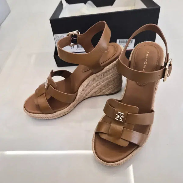 [BUNJANG] Tommy Hilfiger Wedge Heel Sandals Brown 240 / 타미힐피거 웨지힐 샌들 브라운 240