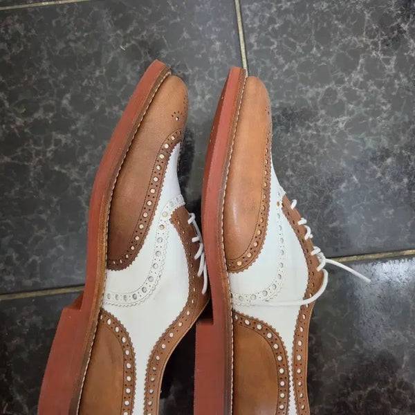[BUNJANG] Church's Custom Grade Brogue Spectator Shoes Brown/Ivory Two-Tone Premium Leather / 180만원대 처치스 프리미엄 구두 거의 새거