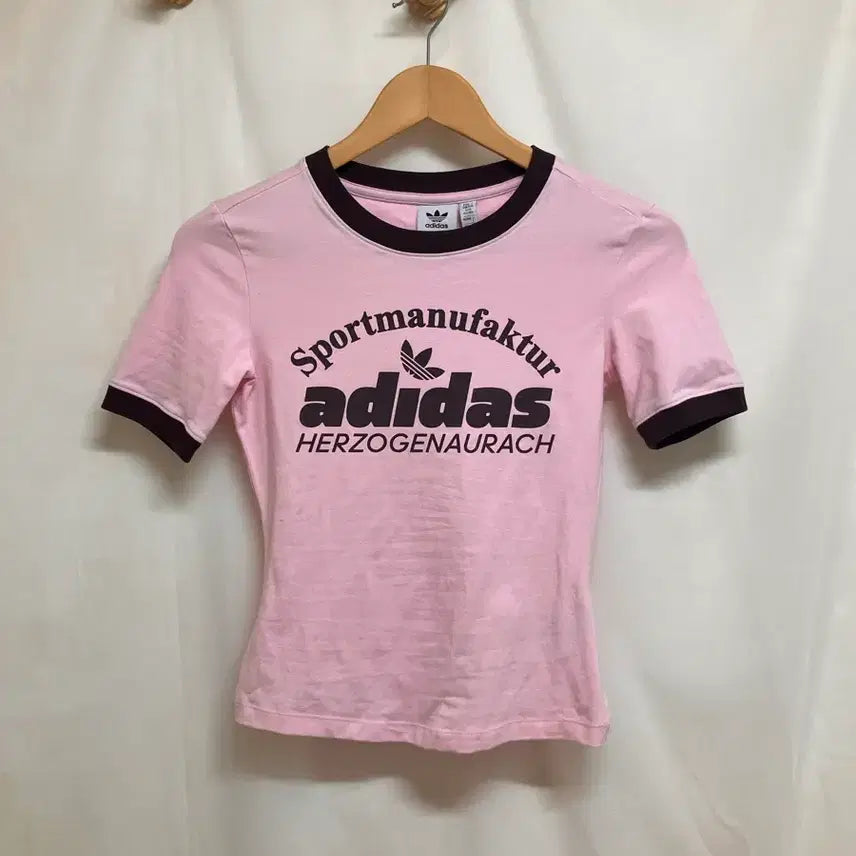 [BUNJANG] Adidas Pink Retro Graphic T-Shirt / 아디다스 핑크 레트로 그래픽 반팔 티셔츠