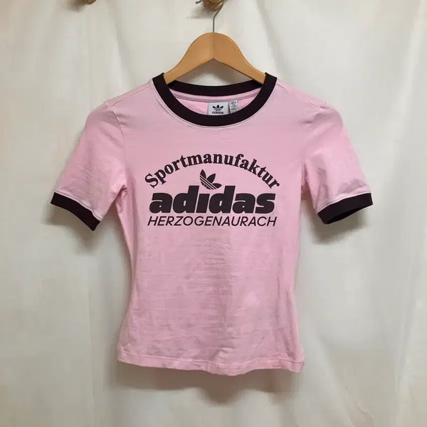 [BUNJANG] Adidas Pink Retro Graphic T-Shirt / 아디다스 핑크 레트로 그래픽 반팔 티셔츠