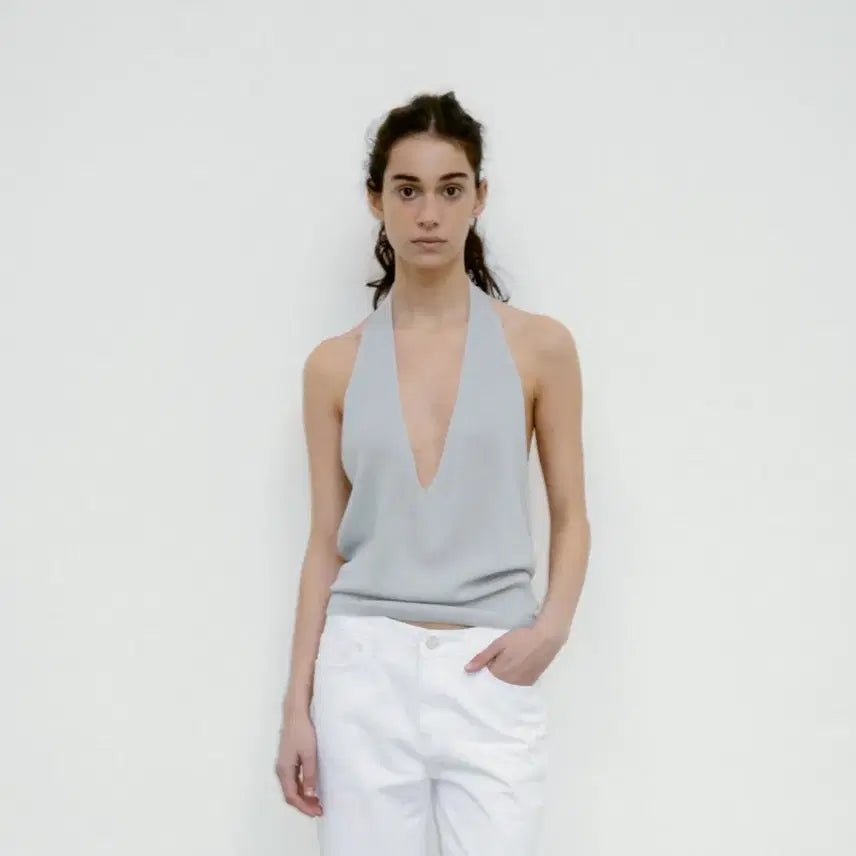 [BUNJANG] Repos Lyocell Silk Ribbed Halter Top / [S]Repos 리포스 니트 홀터탑 LYOCELL SILK RIBBED TOP