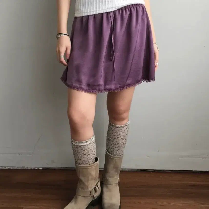 [BUNJANG] Kim Ah-hop Purple Satin Skirt / 김아홉 퍼플 새틴스커트
