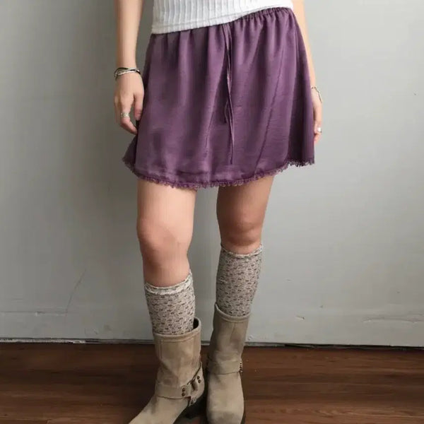 [BUNJANG] Kim Ah-hop Purple Satin Skirt / 김아홉 퍼플 새틴스커트