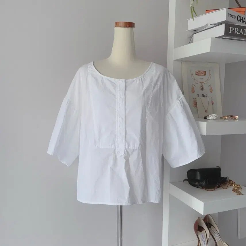 [BUNJANG] A.L.C. White Cotton Puff Sleeve Blouse / ALC(에이엘씨) 화이트 코튼 퍼프 소매 블라우스 55