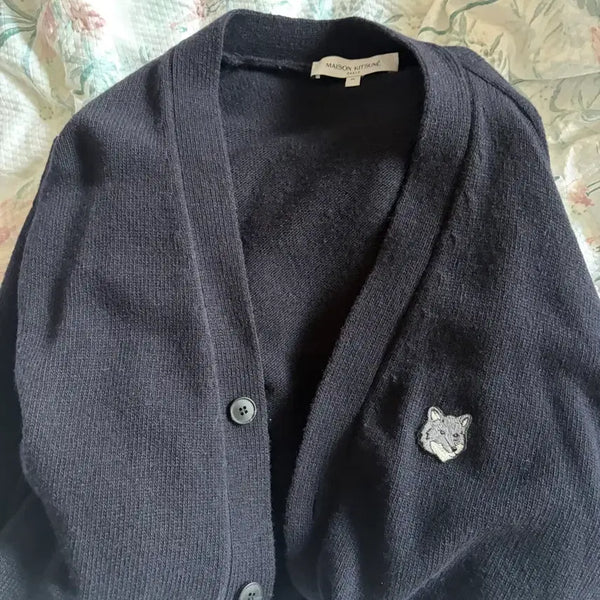 [BUNJANG] Maison Kitsuné Navy Fox Patch Cardigan / 메종키츠네 네이비 가디건