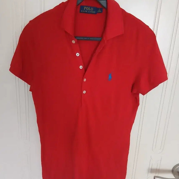 [BUNJANG] Polo Ralph Lauren Women's Red Short Sleeve Polo Shirt Size 90 / 폴로 랄프로렌 레드 반팔 카라티 90