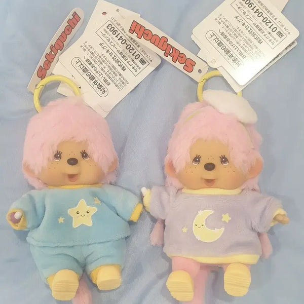[BUNJANG] Sekiguchi Hong Kong Monchhichi Couple Keyring - Star & Moon Pajamas / 세키구치 홍콩 몬치치 키링 별 달 파자마 커플