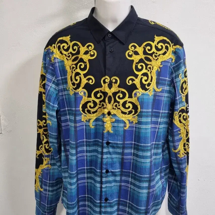 [BUNJANG] Versace Jeans Couture Checked Baroque Print Shirt / 베르사체 진스 꾸뛰르 셔츠