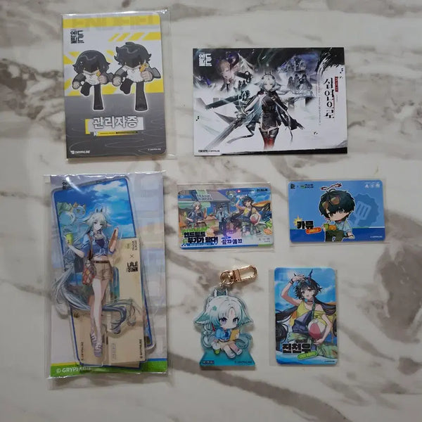 [BUNJANG] Arknights Endfield Frank Burger Collaboration Kyeol Set Acrylic Stand, Keyring, 3 Photocards, Postcard Bundle / 명일방주 엔드필드 엔필 프랭크버거 콜라보 팝업 특전 결 세트 아크릴 스탠드 키링 포토카드3종 엽서 카뮤