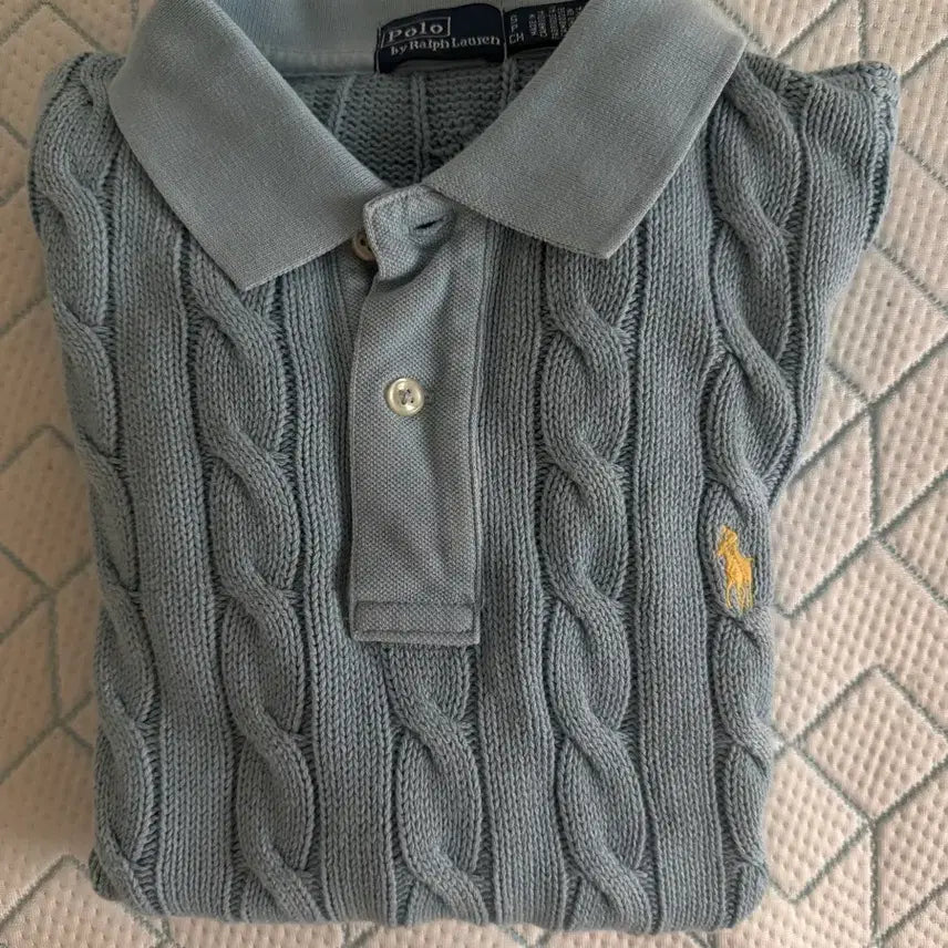 [BUNJANG] Polo Ralph Lauren Cable Knit Short Sleeve Sky Blue / 새제품)정품)폴로 랄프로렌 케이블 니트 반팔 스카이블루