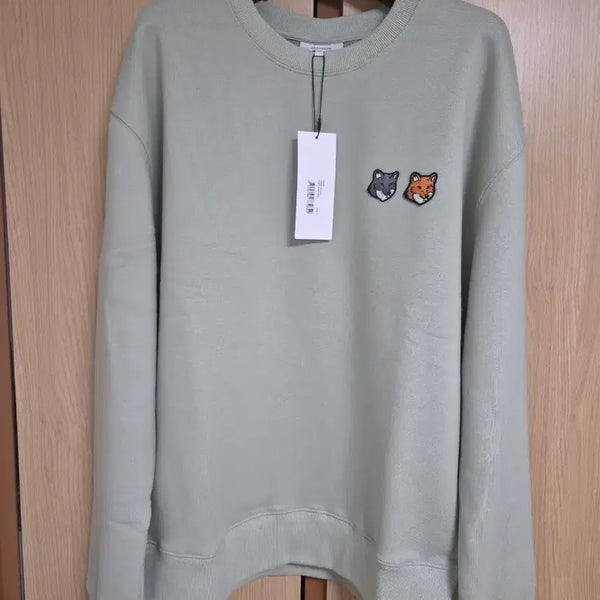 [BUNJANG] Maison Kitsuné Double Fox Head Sweatshirt Khaki XL / (특가/무배)메종키츠네 더블폭스헤드 맨투맨 카키 XL