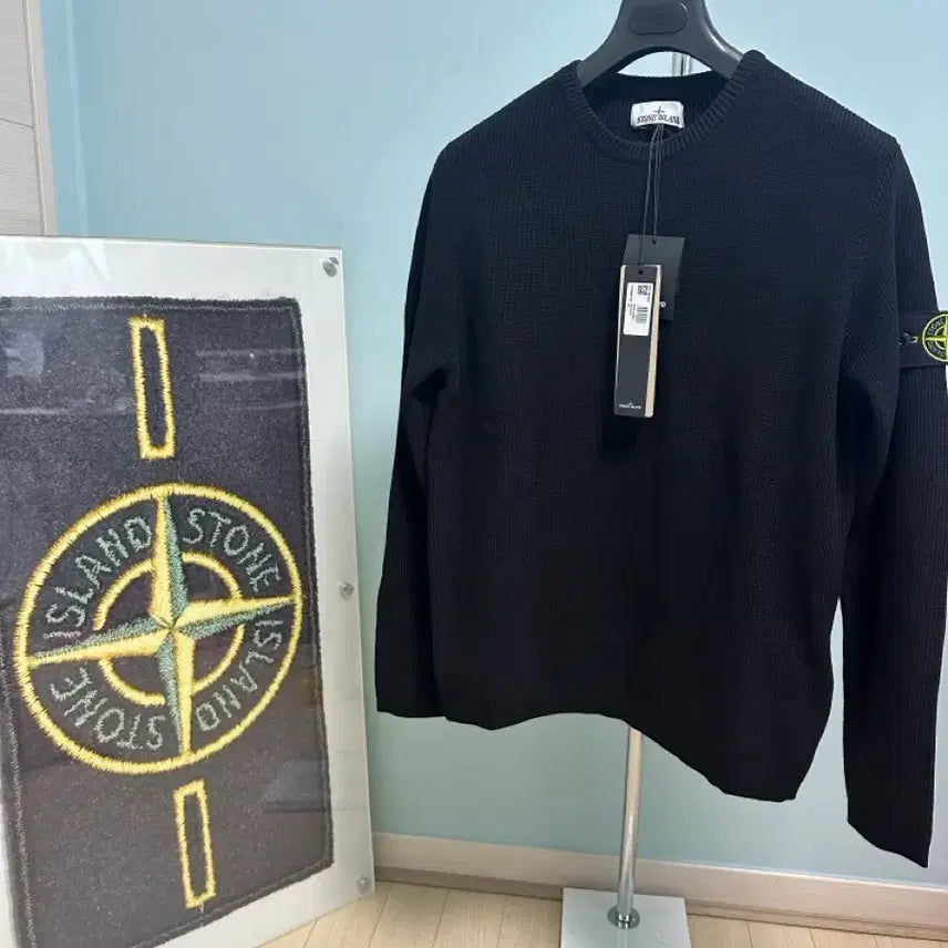 [BUNJANG] Stone Island 24SS Organic Crewneck Knit Black L / 스톤아일랜드 24ss 오가닉 크루넥 니트 블랙 L (새상품,매장판)