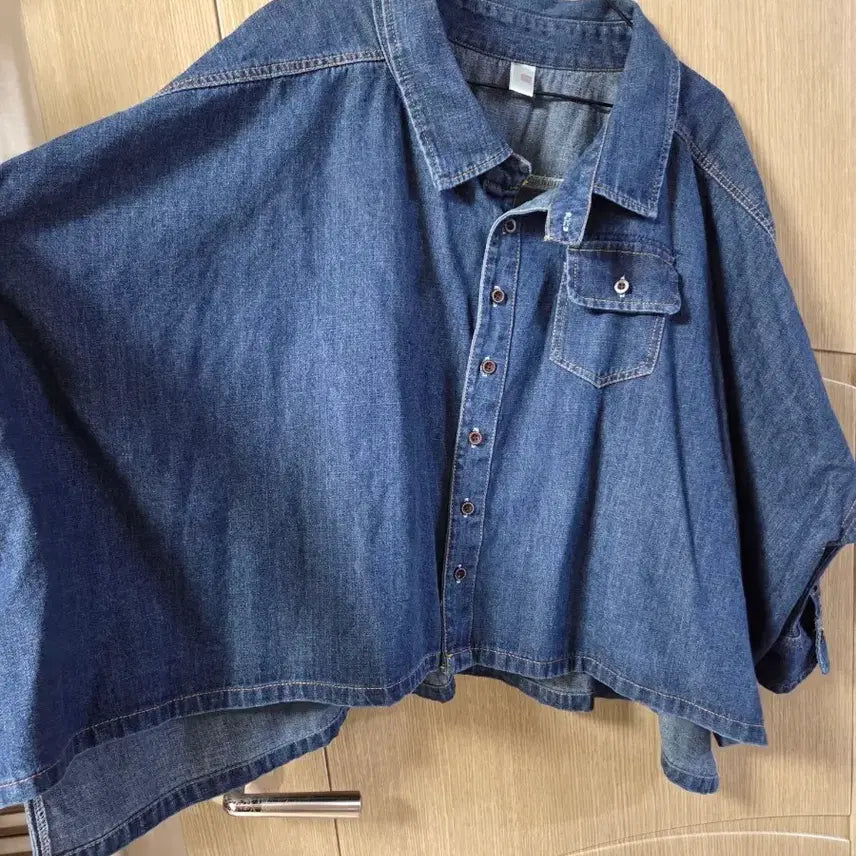 [BUNJANG] Big Size Batwing Fit Dark Wash Denim Shirt / 새상품 빅사이즈 가오리핏 진청 데님 셔츠 남방