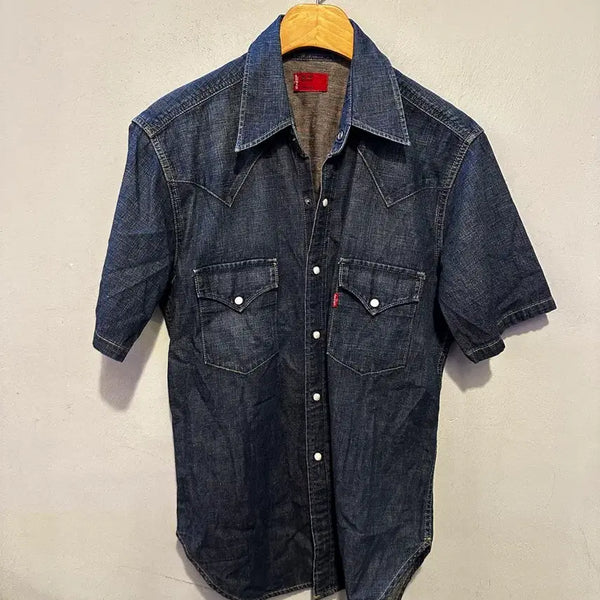 [BUNJANG] Levi's Red Tab Denim Short Sleeve Shirt / 리바이스 정품 레드탭 데님반팔셔츠