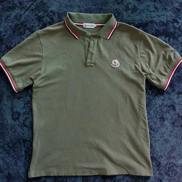 [BUNJANG] Vintage Moncler Khaki Short-Sleeve Polo Shirt XL / 빈티지 몽클레어 카키 반팔 카라티 XL