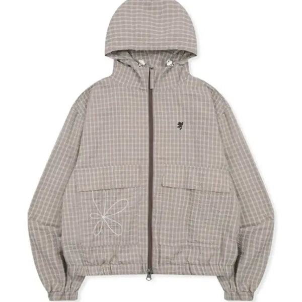 [BUNJANG] Glaccscck Mulin Seersucker Check Windbreaker / 글랙 지꾸 멀린 시어서커 체크 윈드브레이커 바람막이 M