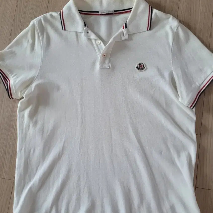 [BUNJANG] Moncler Men's White Polo Shirt Size S / 몽클레어 남성 화이트 카라티 S