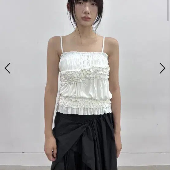 [BUNJANG] Flare Up Draping Shirring Sleeveless White / 플레어업 드레이핑 셔링 슬리브리스 화이트