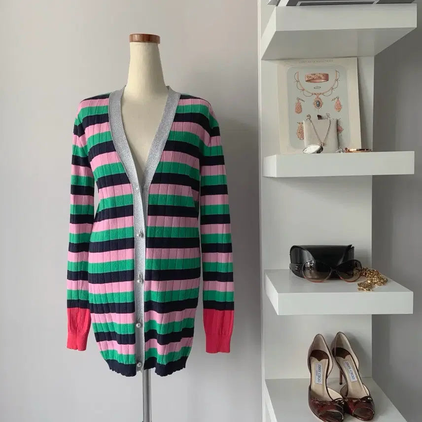 [BUNJANG] FOURM THE STORE Multi Stripe Long Cardigan / 한섬 (FOURM THE STORE) 멀티 스트라이프 롱 가디건
