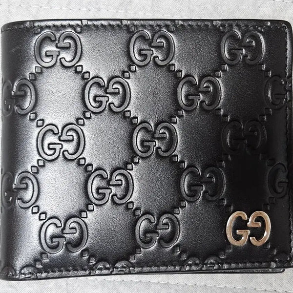 [BUNJANG] Gucci Signature GG Shimma Leather Bi-fold Wallet with Metal Logo / 구찌 시그니처 GG 시마 레더 메탈 로고 남자 반지갑 팝니다.