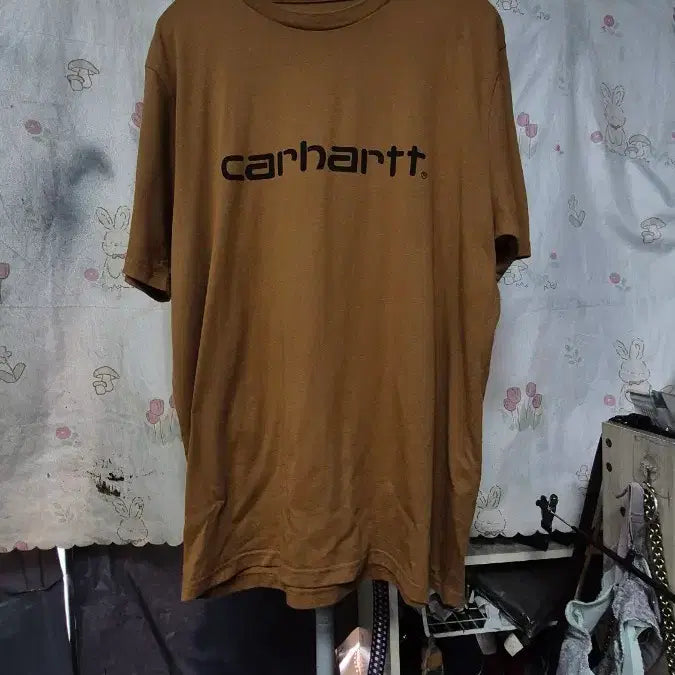 [BUNJANG] Carhartt Logo Short-Sleeve T-Shirt - Brown, Size M / 컬하트   티셔츠