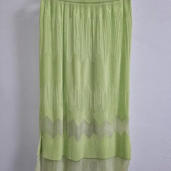 [BUNJANG] System Pleated Skirt Lime / 시스템 플리츠 스커트 라임 64-94