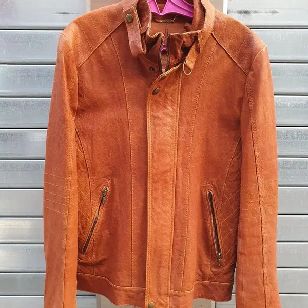 [BUNJANG] SIEG Genuine Lambskin Leather Rider Jacket Brown (Size 95) / [지크/SIEG] 천연 양가죽 라이더 자켓 브라운 (95사이즈)