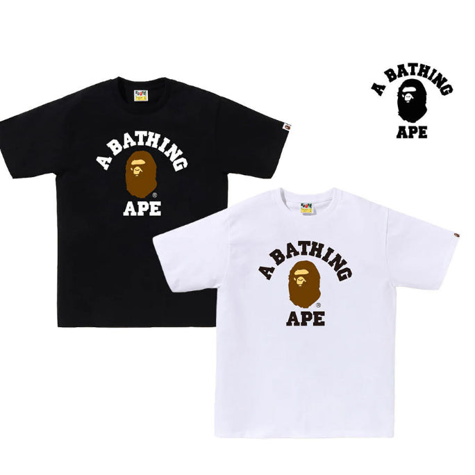 [BUNJANG] BAPE College Logo Short Sleeve T-Shirt (White / Black) / 정품/새상품) 베이프(BAPE) 컬리지 반팔 티셔츠 남녀공용 (화이트 / 블랙)