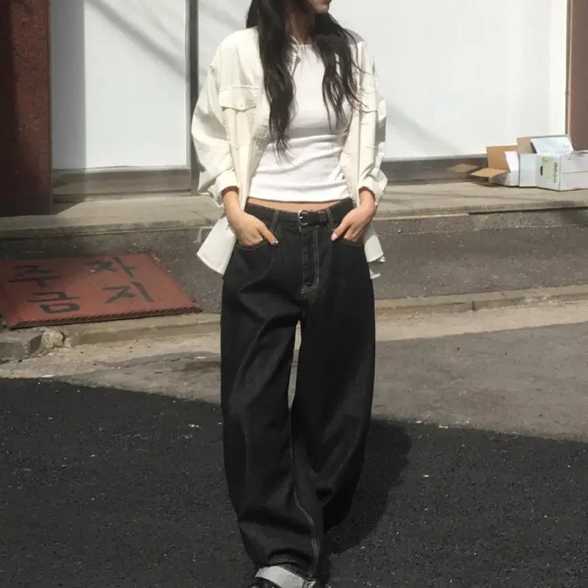 [BUNJANG] Kozl Wide Raw Denim Pants (Altered Length) / 코즐 와이드 생지 데님 팬츠