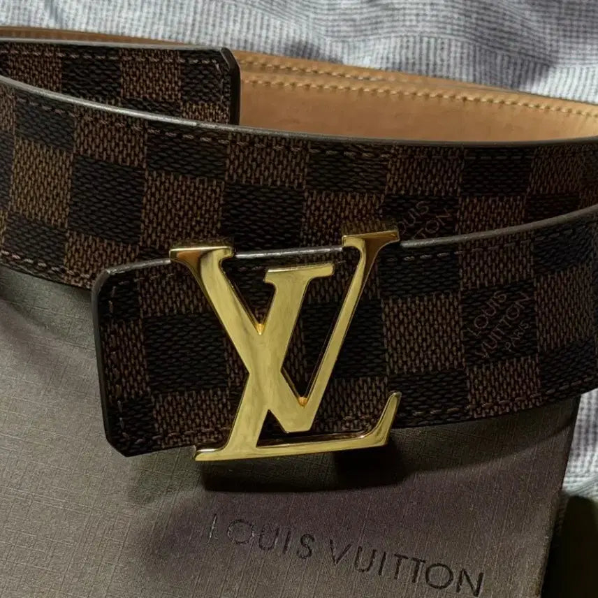 [BUNJANG] Louis Vuitton Damier Belt Gold Buckle / 루이비통 다미에 벨트 골드
