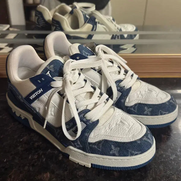 [BUNJANG] Louis Vuitton LV Trainer Sneakers White Denim / 루이비통 lv 트레이너