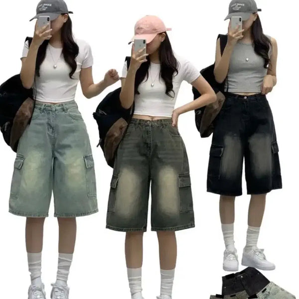 [BUNJANG] Yellow Teen Bermuda Denim Jeans / 에이블리 버뮤다 청바지 옐로우틴