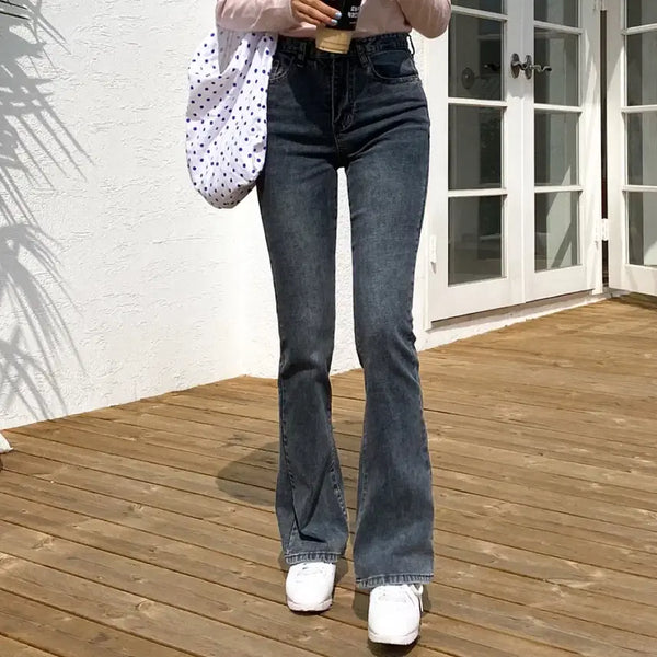 [BUNJANG] High-Waisted Long Bootcut Jeans (Black Denim) / 하이웨스트 롱부츠컷진 흑청