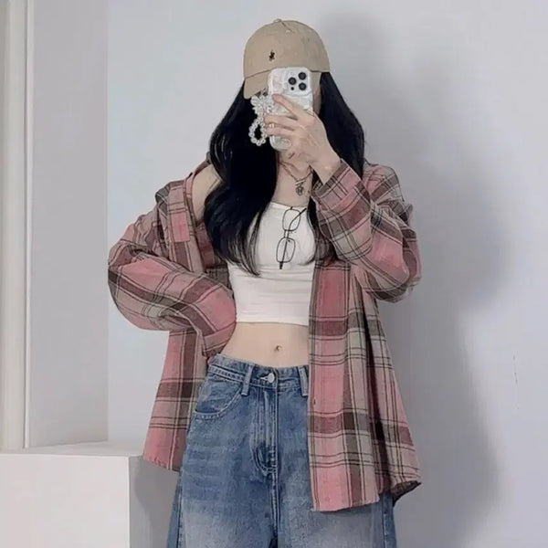 [BUNJANG] Nerd Loose Fit Checkered Shirt / 오버/루즈핏 너드 오버핏 체크 셔츠