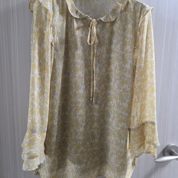 [BUNJANG] MARGESO Floral Chiffon Blouse Yellow / 마르조 플로럴 쉬폰 블라우스 옐로우