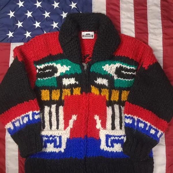 [BUNJANG] Longhouse Canadian Made "Chilkat" Pattern Knit Sweater / 새제품급 오리지날 캐나다제조 롱하우스 칠캣 패턴 코위찬 니트
