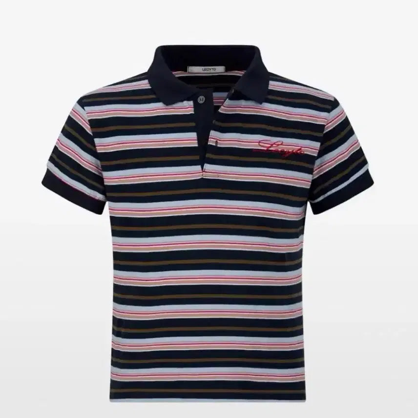 [BUNJANG] LECITY Stripe Collar Short Sleeve T-Shirt / LECYTO 스트라이프 카라 반팔 티셔츠