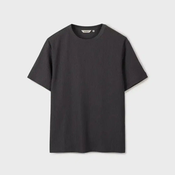 [BUNJANG] ZIOZIA Men's Pleated Round Short Sleeve T-Shirt Charcoal L (100) / [L(100)] 지오지아 플리츠 반팔 새제품