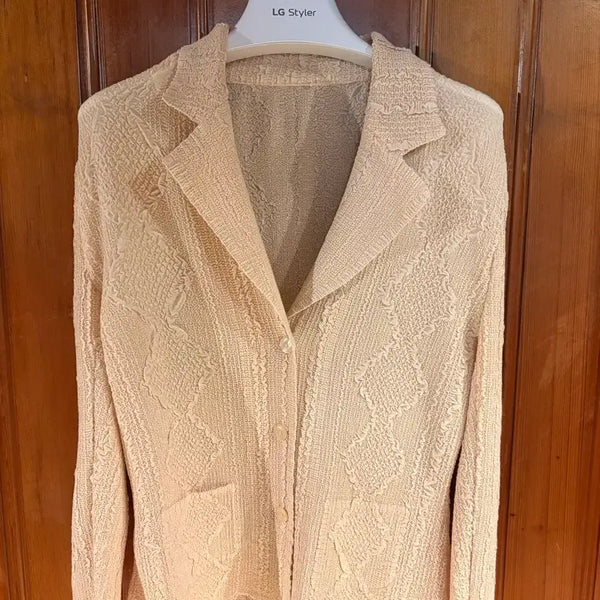 [BUNJANG] Issey Miyake Style Blouse Beige Polyester Blend / 이세이미야케 스타일 블라우스 JAPAN