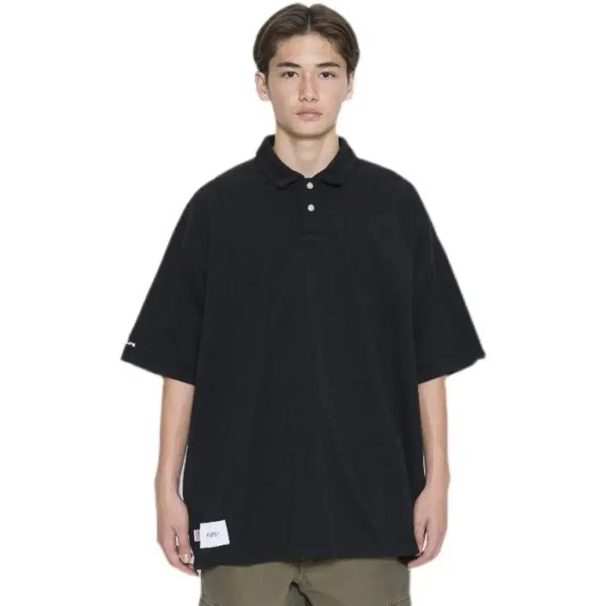[BUNJANG] WTAPS Black Collar Short Sleeve Polo T-Shirt / Wtaps USA 블랙 카라 반팔 티 폴로 티(105)
