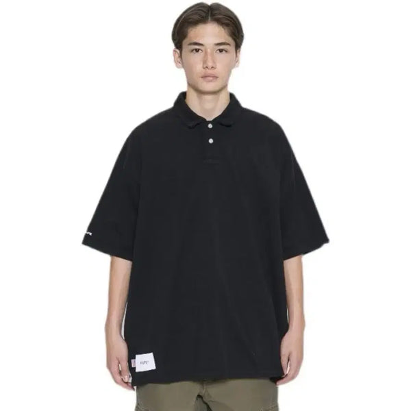 [BUNJANG] WTAPS Black Collar Short Sleeve Polo T-Shirt / Wtaps USA 블랙 카라 반팔 티 폴로 티(105)
