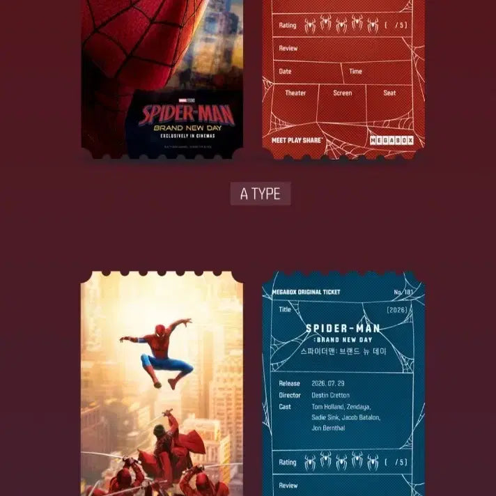 [BUNJANG] Spider-Man: No Way Home Bundle Set Original Ticket / 일괄 스파이더맨 브랜드 뉴 데이 오리지널 티켓 판매합니다